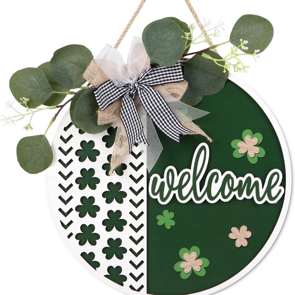 St. Patrick's Day Welcome Sign Door Wreath